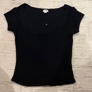 Garage Black Ribbed Short Sleeve Tee